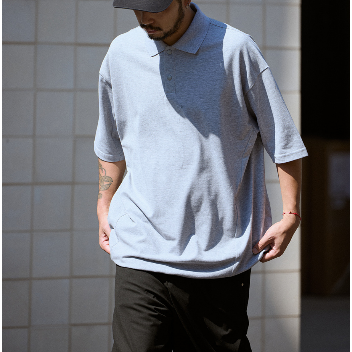 COOLMAX  Drawcord Polo / ゆったり巾着半袖ポロシャツ 吸湿発散