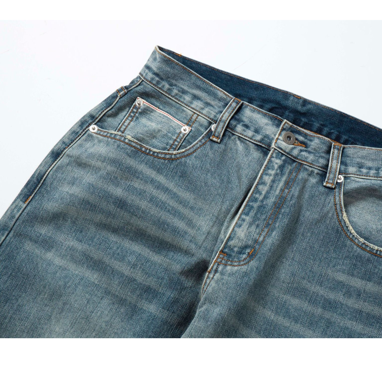 赤耳セルビッジ ワイドルーズデニム WASHED