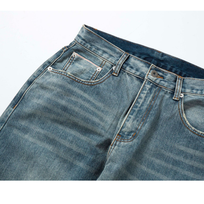 赤耳セルビッジ ワイドルーズデニム WASHED