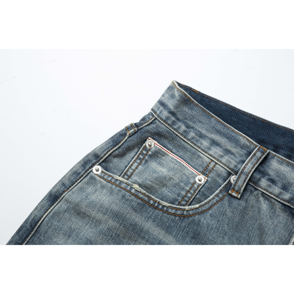 赤耳セルビッジ ワイドルーズデニム WASHED