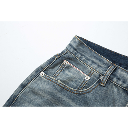 赤耳セルビッジ ワイドルーズデニム WASHED